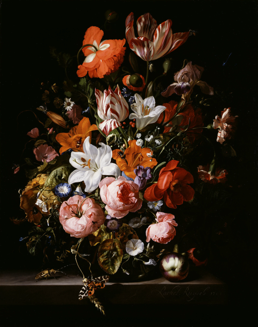 Rachel Ruysch, "Flowers in a Glass Vase"