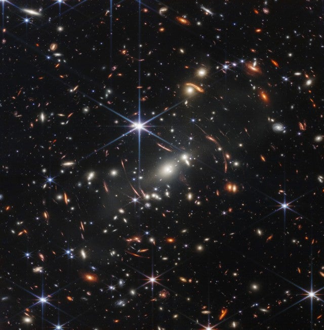 Galaxy cluster SMACS 0723, photographed by the Webb Space Telescope. Image credit: NASA, ESA, CSA, and STScI.