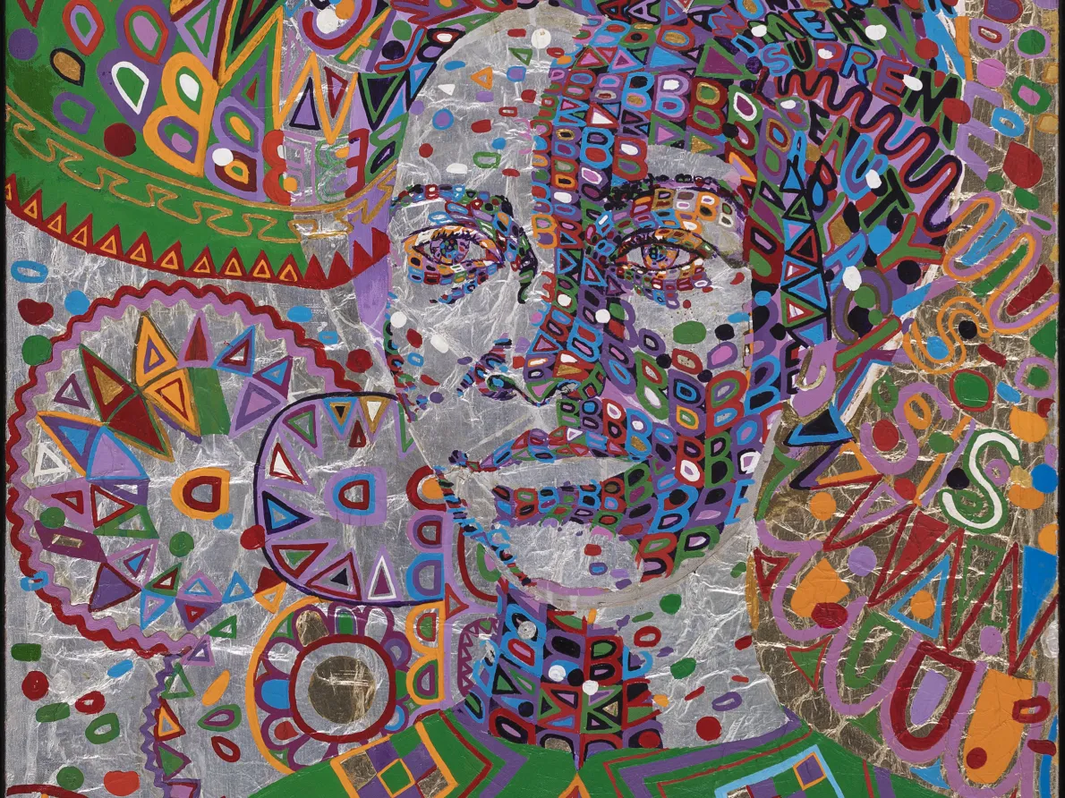 Wadsworth Jarrell (American, born 1929). Woman Supreme , 1974. Acrylic and metal foil on canvas; 45 1/2 × 29 1/2 in. (115.6 × 74.9 cm). Museum purchase, Contemporary Deaccession Fund, 2017.3.
