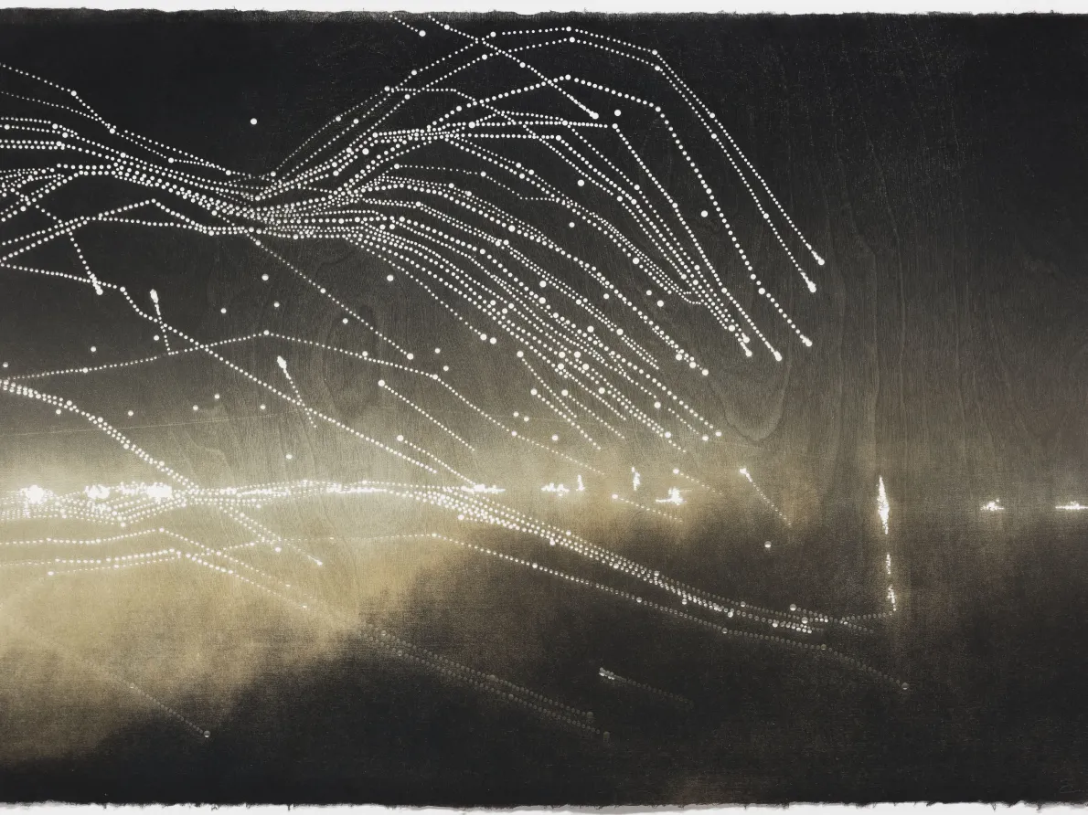 Susan Goethel Campbell, Aerial #3, 2010. Monotype printed in brown-black ink with hand punching. Detroit Institute of Arts, Museum purchase, with funds from Mr. and Mrs. Bernard Cohn, Mrs. Linda A. Wells and Mr. Richard D. Wells, et al., 2010.105.