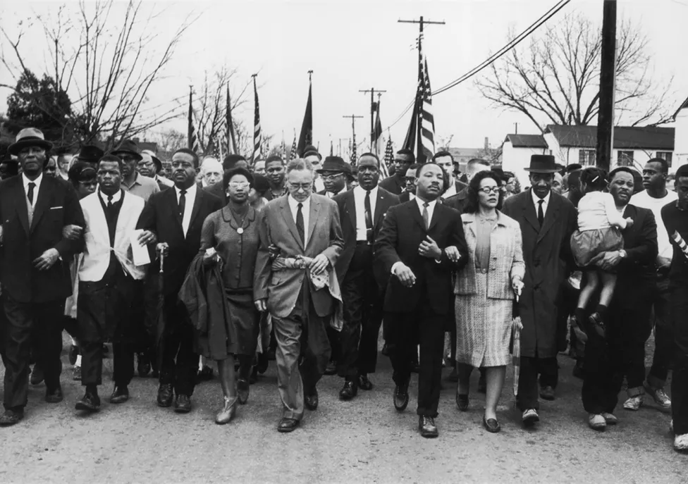 Martin Luther King Jr. marching on Selma