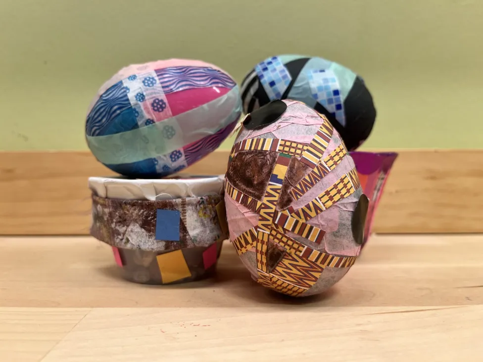 Examples of egg shakers made in the DIA's Artmaking Studio