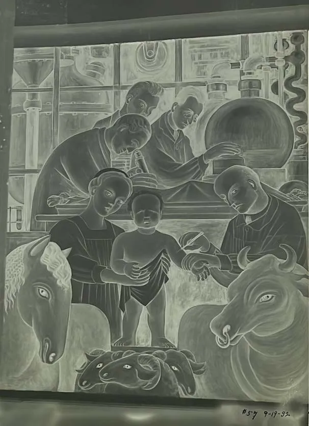 Rivera murals (Vaccination Panel), September 19, 1932, #57/2085, Photographic Negatives Collection, Detroit Institute of Arts, Research Library & Archives