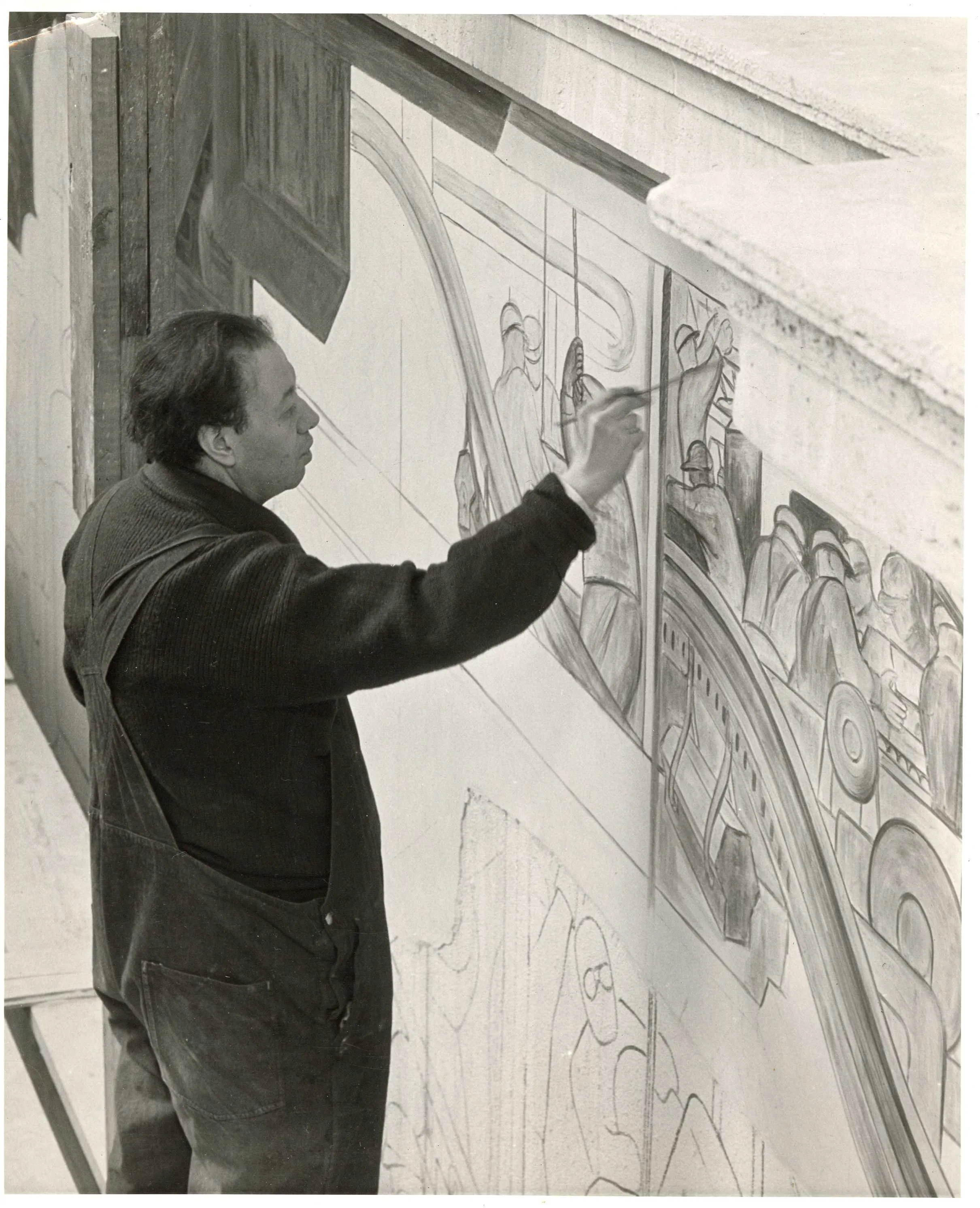 Rivera painting Detroit Industry Murals, ca.1932, Photographic Collection, Detroit Institute of Arts, Research Library & Archives