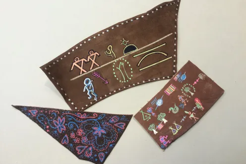 Examples of winter counts made in the DIA art-making studio