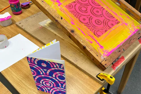 Examples of screenprinting from Melissa Dettloff's workshop